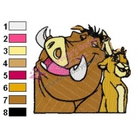 Timon Pumbaa and Lion Embroidery Design